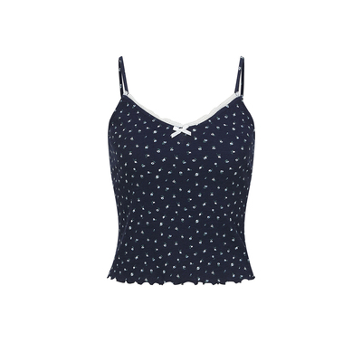 UR&DC2025夏季新款甜美减龄bm芭蕾风拼接蕾丝花边碎花吊带背心女