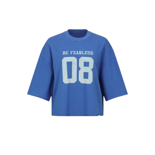 UR&DC2025夏季新款复古美式休闲运动风印花宽松短袖T恤女短款上衣