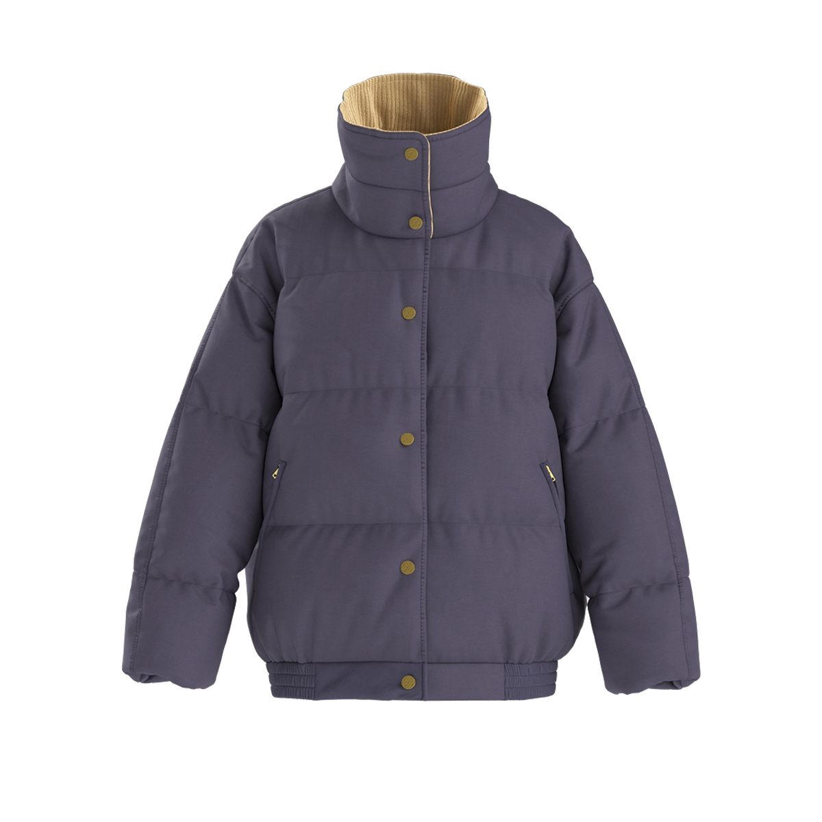 UR&DC2024冬季新款小个子时尚立领翻领拉链口袋宽松短款羽绒服女