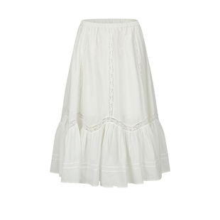 UR&DC2026春季 粉彩风优雅蕾丝拼接蓬蓬设计感半身裙白色A字裙 新款