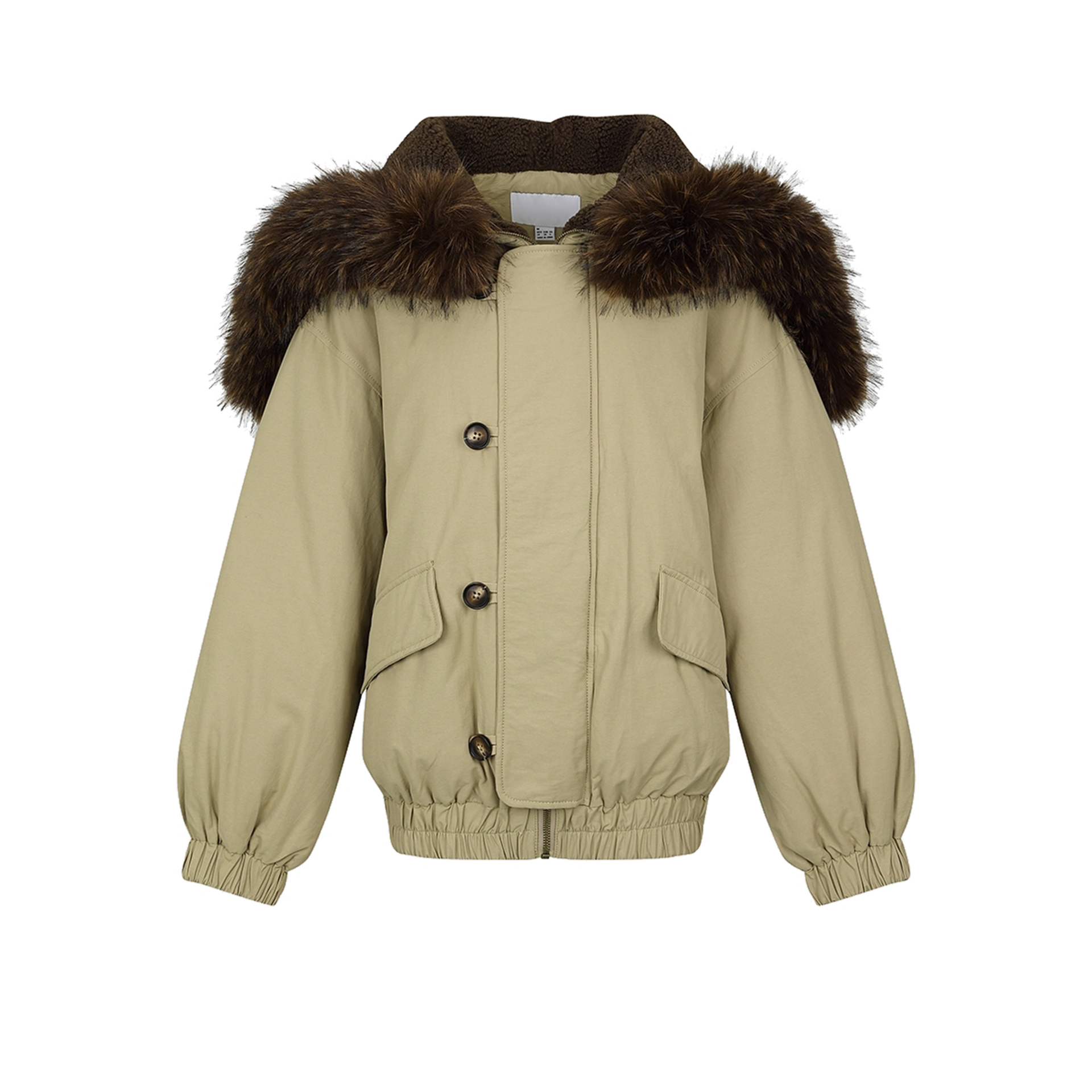 UR&DC2025冬季新款复古琥珀流光风休闲毛领短款连帽羽绒服女外套