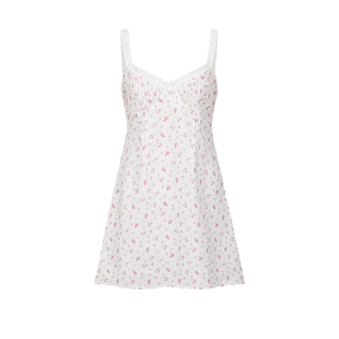 UR&DC2025夏季新款法式甜美风小清新拼接蕾丝碎花打揽吊带连衣裙