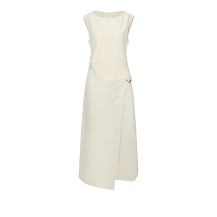 UR&DC2026春季新款法式气质不规则设计感圆领无袖连衣裙女中长裙