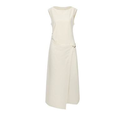 UR&DC2026春季新款法式气质不规则设计感圆领无袖连衣裙女中长裙