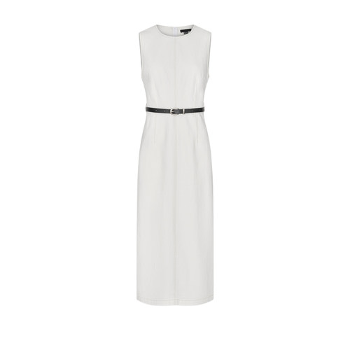 UR&DC2025夏季新款高级感通勤气质腰带后开衩休闲圆领无袖连衣裙