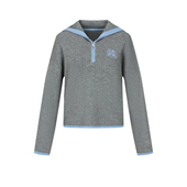 新款 美式 学院风撞色图案拉链翻领长袖 UR&DC2024冬季 针织衫 女上衣