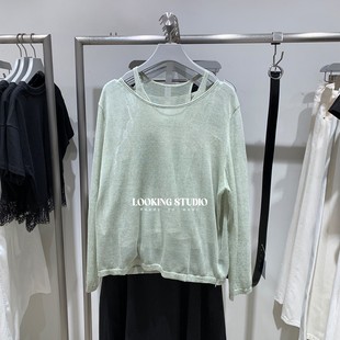 针织衫 UR&DC2025秋季 薄款 新款 女 设计感慵懒休闲风真两件宽松长袖