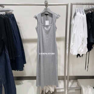 开衩修身 UR&DC2026春季 长款 简约魅力气质聚会U型领无袖 连衣裙 新款