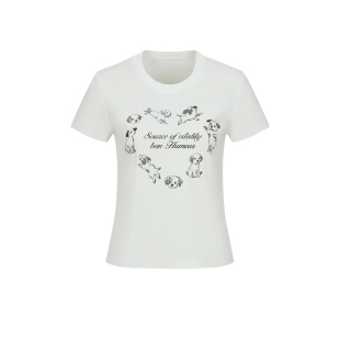 T恤女短款 粉彩风休闲日常萌宠印花圆领短袖 上衣 新款 UR&DC2026春季