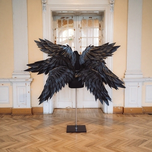 黑色大六翼天使翅膀背饰cos万圣节恶魔漫展舞台走秀写真拍照装饰