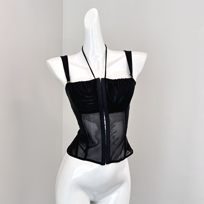 网纱辣妹背心肩带露背上衣吊带女