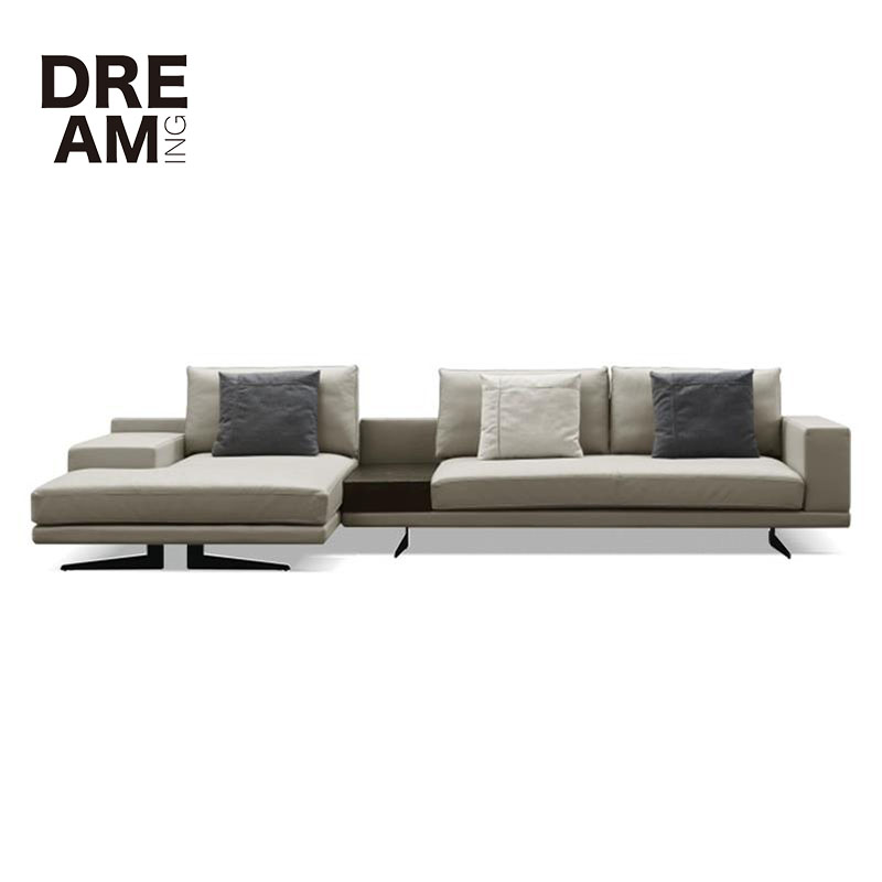 Mondrian极简头层牛皮实木沙发