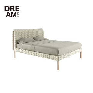 写意空间 布艺主卧高背软包双人现代简约北欧侘寂风实木1.8米婚床