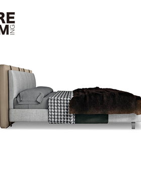 Tatlin意式极简布艺软包小户型主卧1.8 现代简约真皮设计师双人床