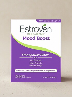 美国Estroven Mood Boost 女士更年症状帮助情绪波动出汗睡眠30粒