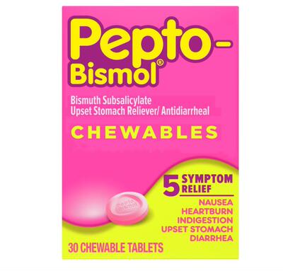 美国代购 Pepto Bismol Chewable肠胃不适反酸拉肚子饮食不当30粒