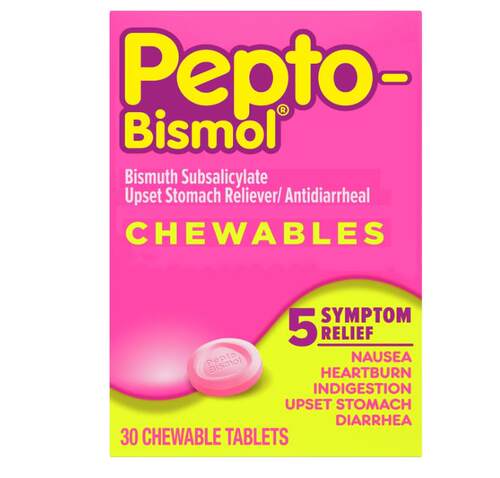 美国代购 Pepto Bismol Chewable肠胃不适反酸拉肚子饮食不当30粒