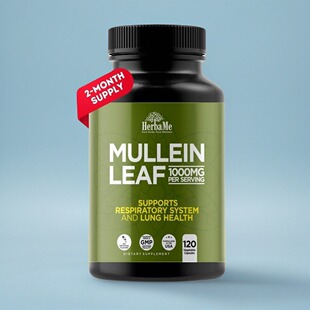 美国Mullein Leaf金盏花叶胶囊粘膜健康粘液排出肺部1000毫克