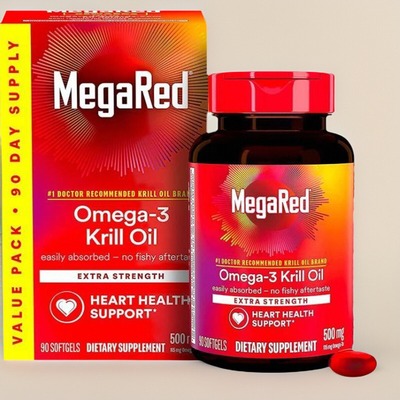 MegaRed Antarctic Krill Oil磷虾油含鱼油成人心脑保健胶囊90