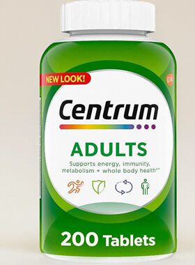 美国Centrum 成人复合维生素多元矿物质补充AdultS锌D3+B族200粒