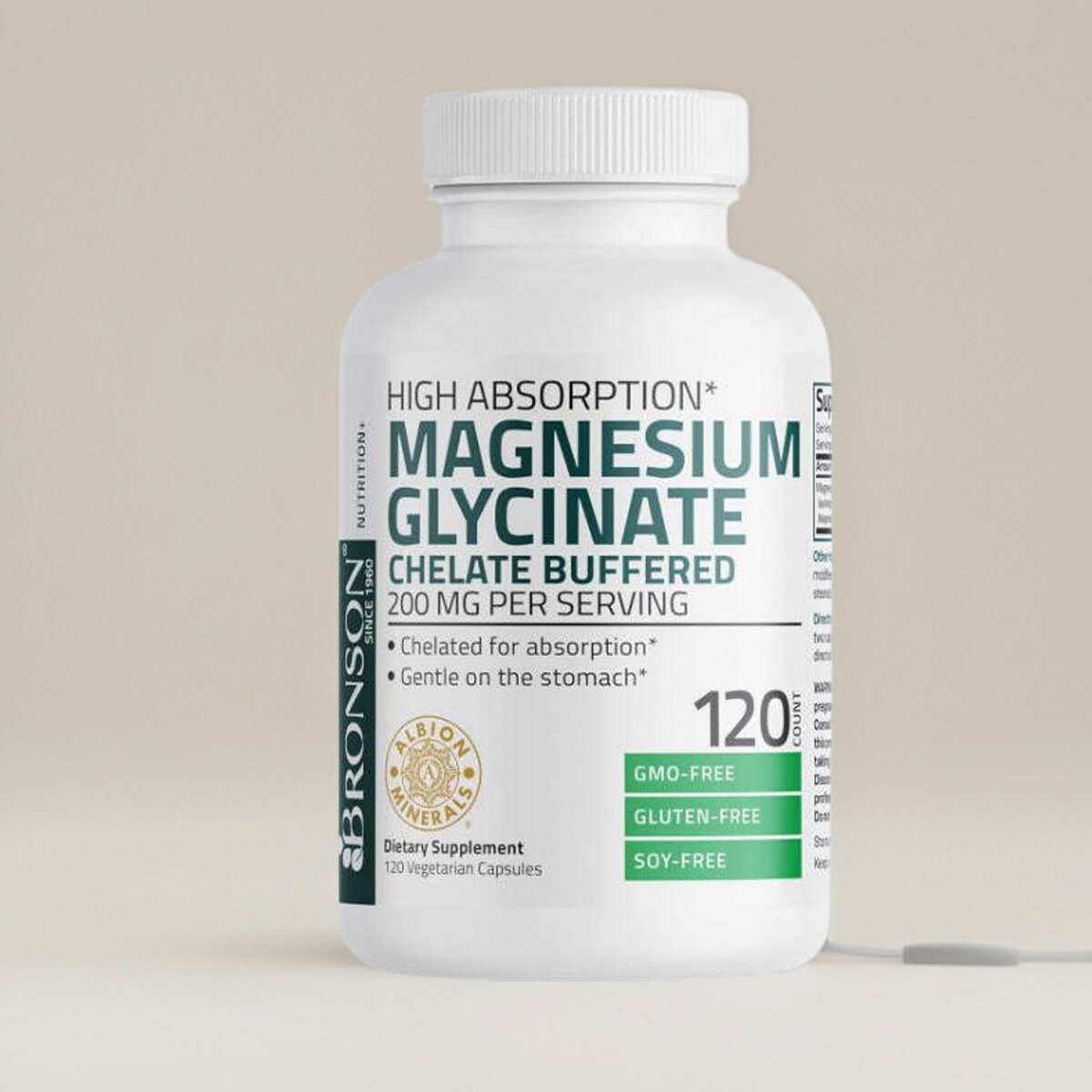 美国代购成人甘氨酸镁胶囊Bronson Magnesium Glycinate 情绪睡眠