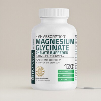 美国代购成人甘氨酸镁胶囊Bronson Magnesium Glycinate 情绪睡眠