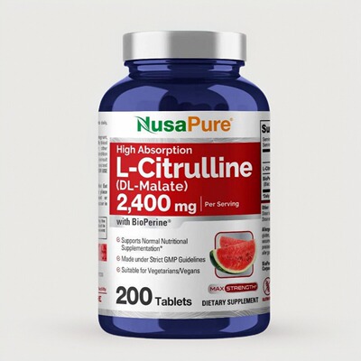 美国购成人 L-瓜氨酸 NusaPure L-Citrulline 2400mg 200粒保健
