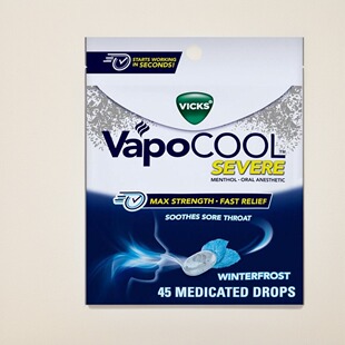 美国代购Vicks VapoCool 薄荷糖喉咙缓解45粒润喉糖清凉薄荷醇