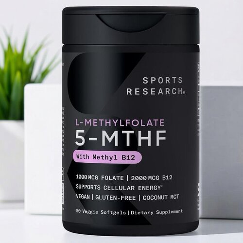 Sports Research 5-MTHF Methyl Folate B12成人甲基叶酸90粒