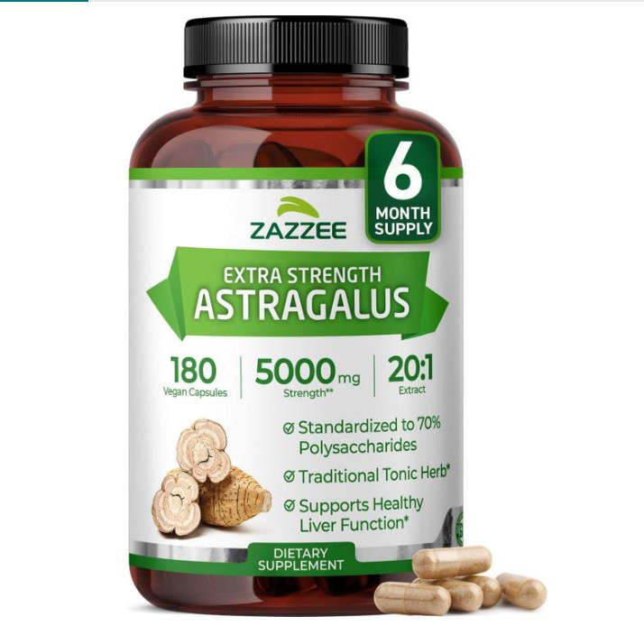 Zazzee Extra Strength Astragalus Root黄芪胶囊180粒免疫力保健