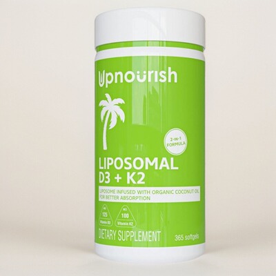 美国脂质体D3+K2成人关节钙吸收补充Liposomal MK-7骨骼保健360粒