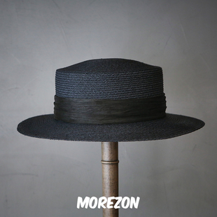 MOREZON【KREUZZZ 】设计师手工周迅同款潮人黑色平顶大檐草帽女