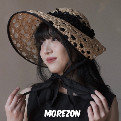 MOREZON【KREUZZZ Margaret Jr.】春夏拉菲草镂空编制大檐遮阳帽