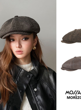 MOREZON【Mossant】26秋冬新款经典百搭潮人精致格子八角报童帽子