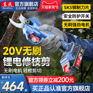 园林锂电剪刀粗枝剪树枝电剪子 东成电动剪刀果树修枝剪手持充电式