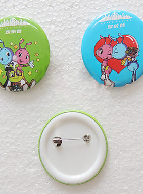 定制圆形卡通马口铁徽章塑料底座胸章金属diy个性别针印徽章定做