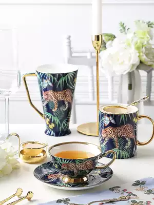 Yayoi Period Lone Leopard Pocahontas Bone China Coffee Cup Mug Large Capacity Water cup set Gift Afternoon Tea