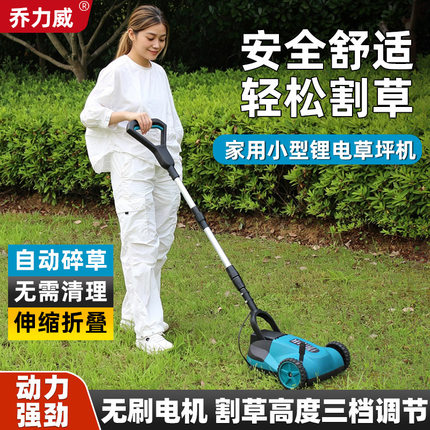 小型手推式锂电割草机无刷电动草坪机庭院打草家用充电剪草修剪机