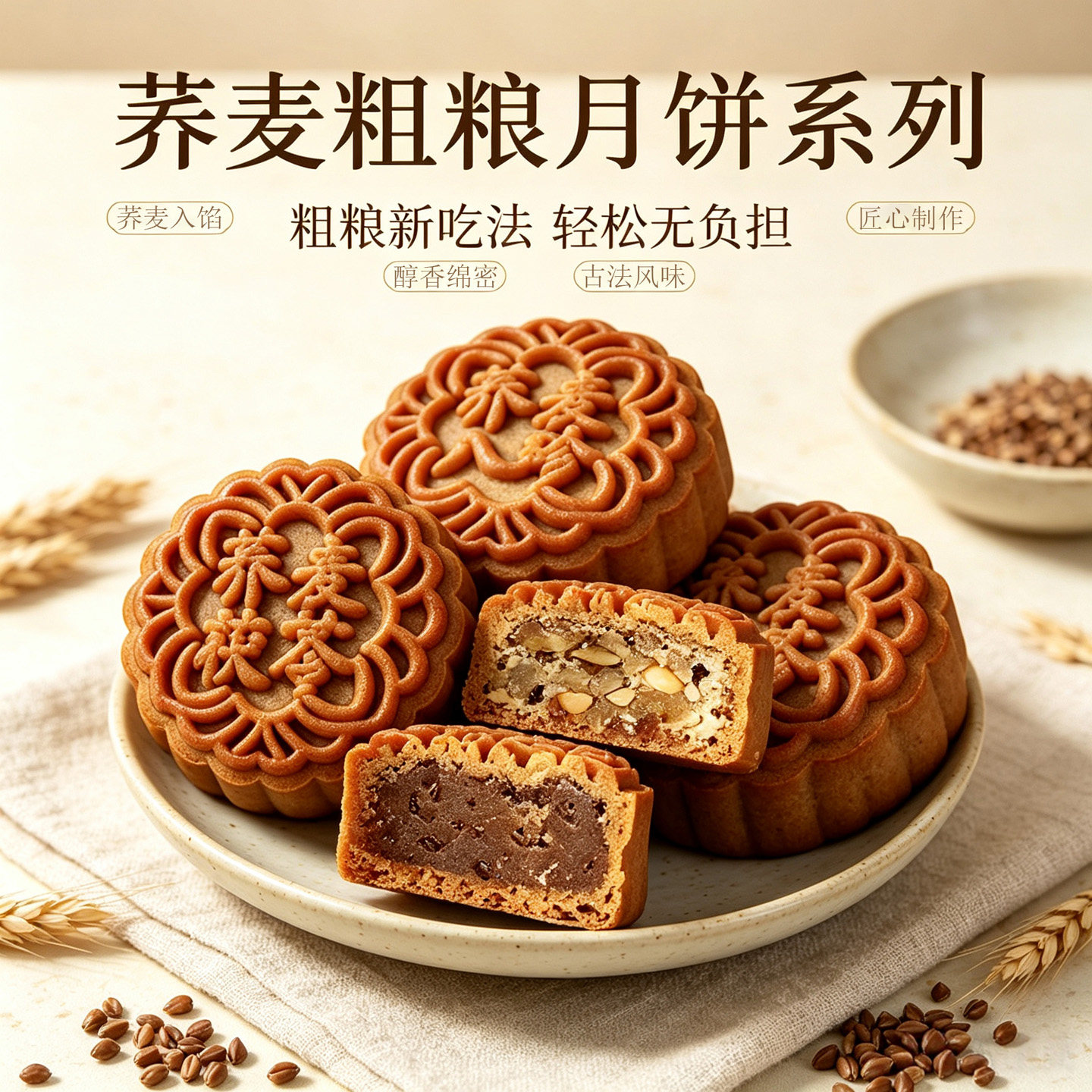 八珍荞麦月饼药食同源糕点