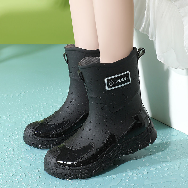 军登中筒雨鞋男女款大码雨靴加棉厨房防水防滑耐磨软胶鞋外穿雨靴