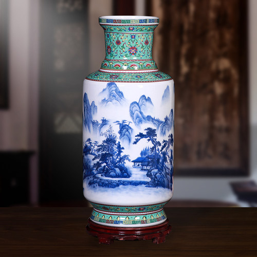 景德镇陶瓷器粉彩花瓶客厅插花摆件仿古中式家居酒柜电视柜装饰品