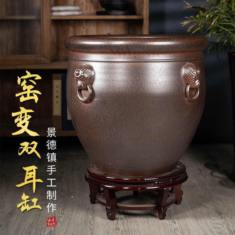 景德镇陶瓷大号鱼缸客厅乌龟锦锂缸庭院荷花盆办公书画收纳筒摆件
