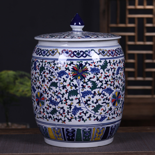 米罐茶叶缸储物 景德镇陶瓷米缸带盖米桶储米箱家用防虫防潮30斤装