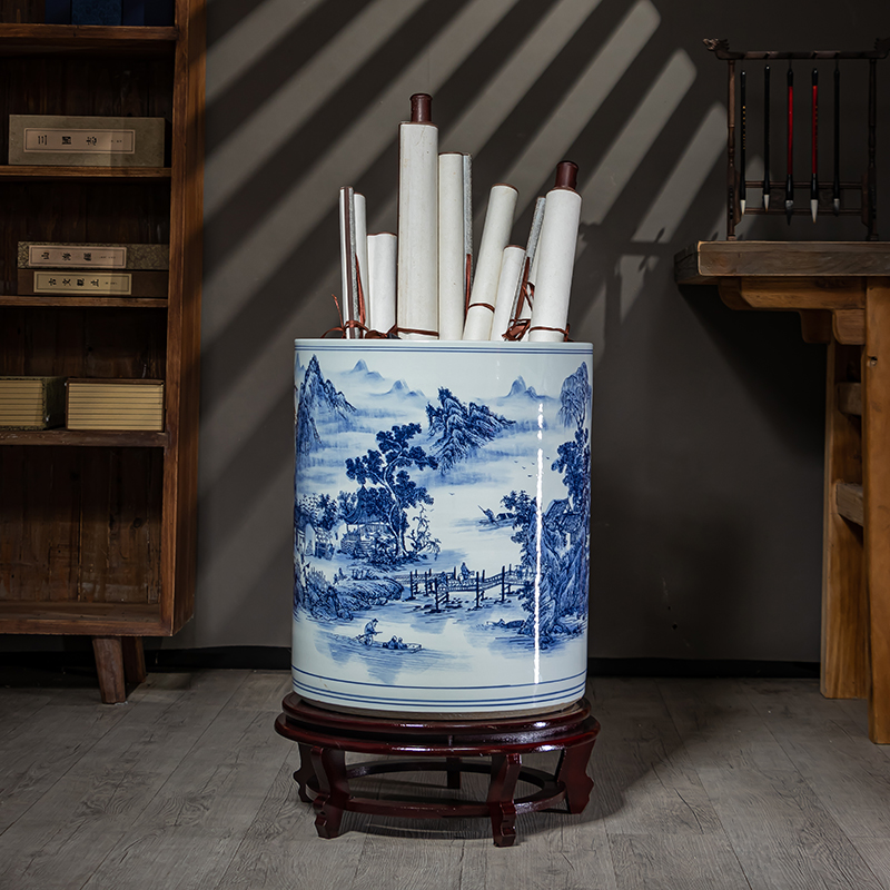 景德镇中式陶瓷客厅书画缸