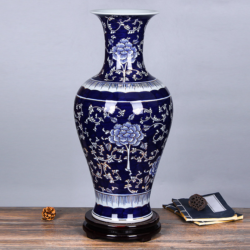 景德镇欧式客厅电视柜小号手工描金陶瓷器花瓶仿古装饰品插花摆件