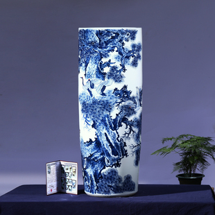 饰摆件 景德镇手绘陶瓷大花瓶家居客厅落地名人手绘书画字画箭筒装