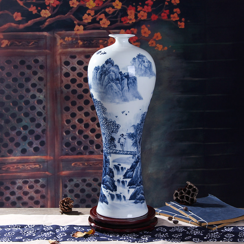 景德镇手绘陶瓷器花瓶中式现代客厅电视柜办公博古架工艺收藏摆件