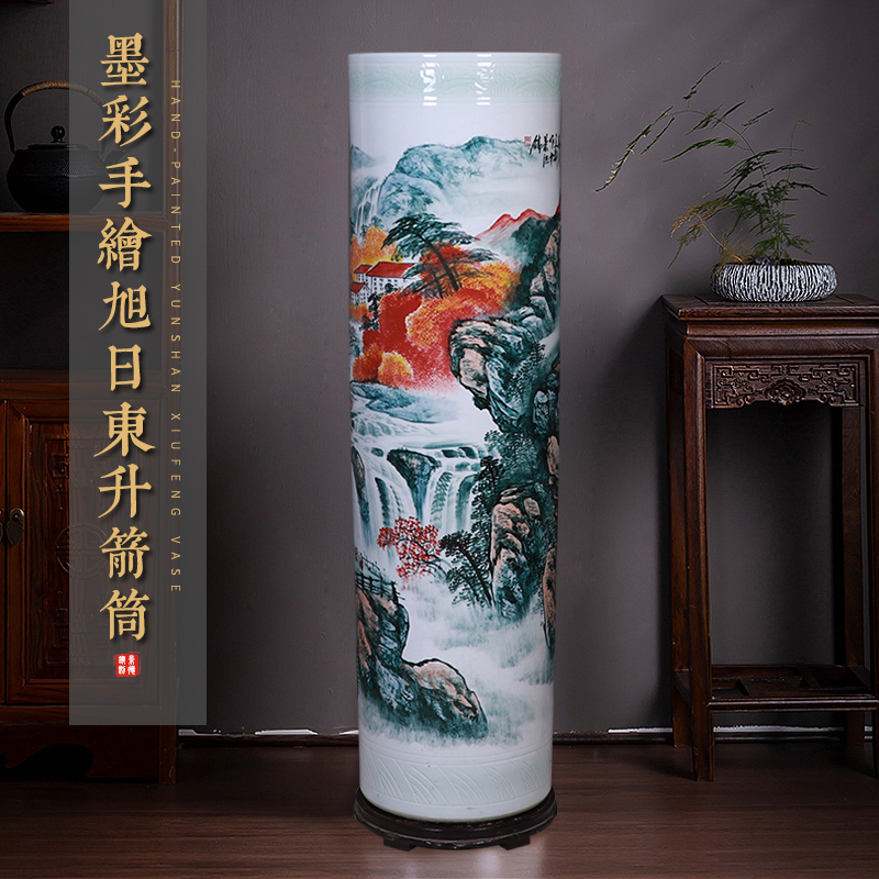 景德镇手绘陶瓷落地大花瓶箭筒