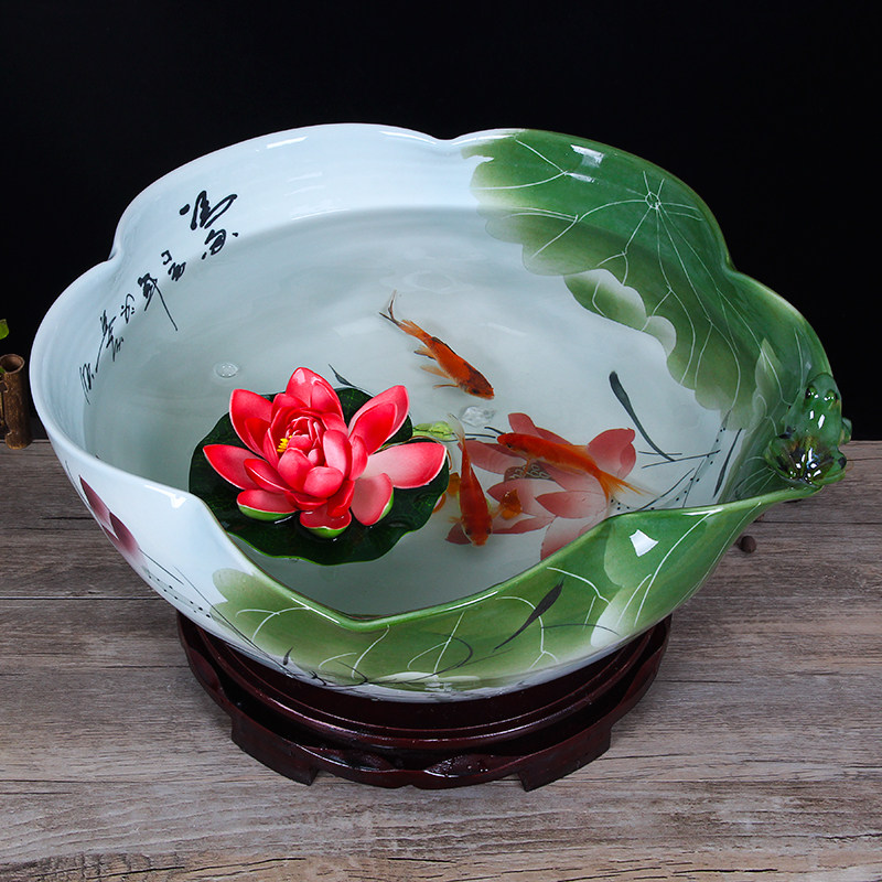 Jingdezhen ceramics desktop Large Goldfish bowl Water Lilies Lotus basin Turtle tank a living room decorate Decoration Jewelryin the Pet/Pet food and supplies , Aqua World , Aquarium fish tanks and other equipment , Aquarium/Aquarium  category - from Buy2taobao.com to provide professional Taobao agent buy service