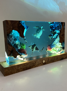 带灯光室内家居饰品树脂实木观赏